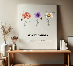 Personalized "Grandma’s|Mom's Garden” Canvas – A Custom Kids birth month flowers for Grandma or Mom