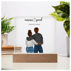 Eternal Embrace: Personalized Couple Acrylic Artwork | Gift for Her