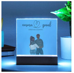 Eternal Embrace: Personalized Couple Acrylic Artwork | Gift for Her