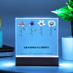 Grandma's | Momma's Garden Birth Month Flowers - Personalized Square LED Light
