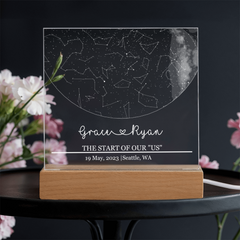 Custom Star Map Night Light for Couples - Personalized Constellation Acrylic Plaque