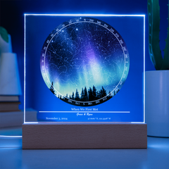 Custom Star Map Acrylic Plaque Night Light - Personalized Valentines| Anniversary or Birthday gift