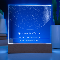 Custom Star Map Night Light for Couples - Personalized Constellation Acrylic Plaque