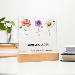 Grandma's | Momma's Garden Birth Month Flowers - Personalized Square LED Light