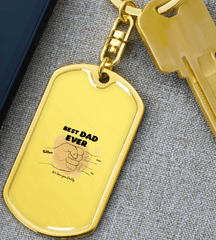 Personalized "Best Dad Ever" Dog Tag Keychain - Custom Engraved Father's Day Gift