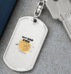 Personalized "Best Dad Ever" Dog Tag Keychain - Custom Engraved Father's Day Gift