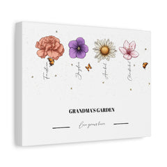 Personalized "Grandma’s|Mom's Garden” Canvas – A Custom Kids birth month flowers for Grandma or Mom