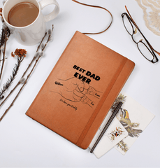 Best Dad Ever Personalized Vegan Leather Journal - Custom Kids' Hands and Names