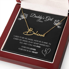 Daddy's Girl- Name Signature - My heart is in Heaven name Tag Necklace