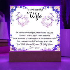 To My Beautiful Wife| Personalized LED Acrylic Plaque – A Heartfelt Keepsake Message