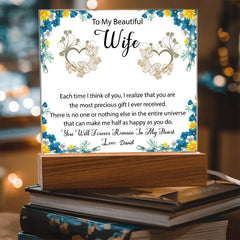 To My Beautiful Wife| Personalized LED Acrylic Plaque – A Heartfelt Keepsake Message
