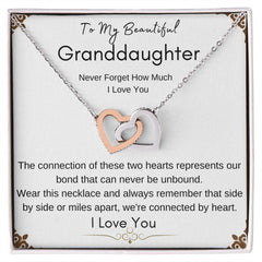 MY GRANDDAUGHTER - UNBREAKABLE BOND - INTERLOCKING HEART NECKLACE