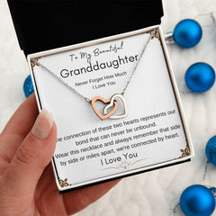 MY GRANDDAUGHTER - UNBREAKABLE BOND - INTERLOCKING HEART NECKLACE