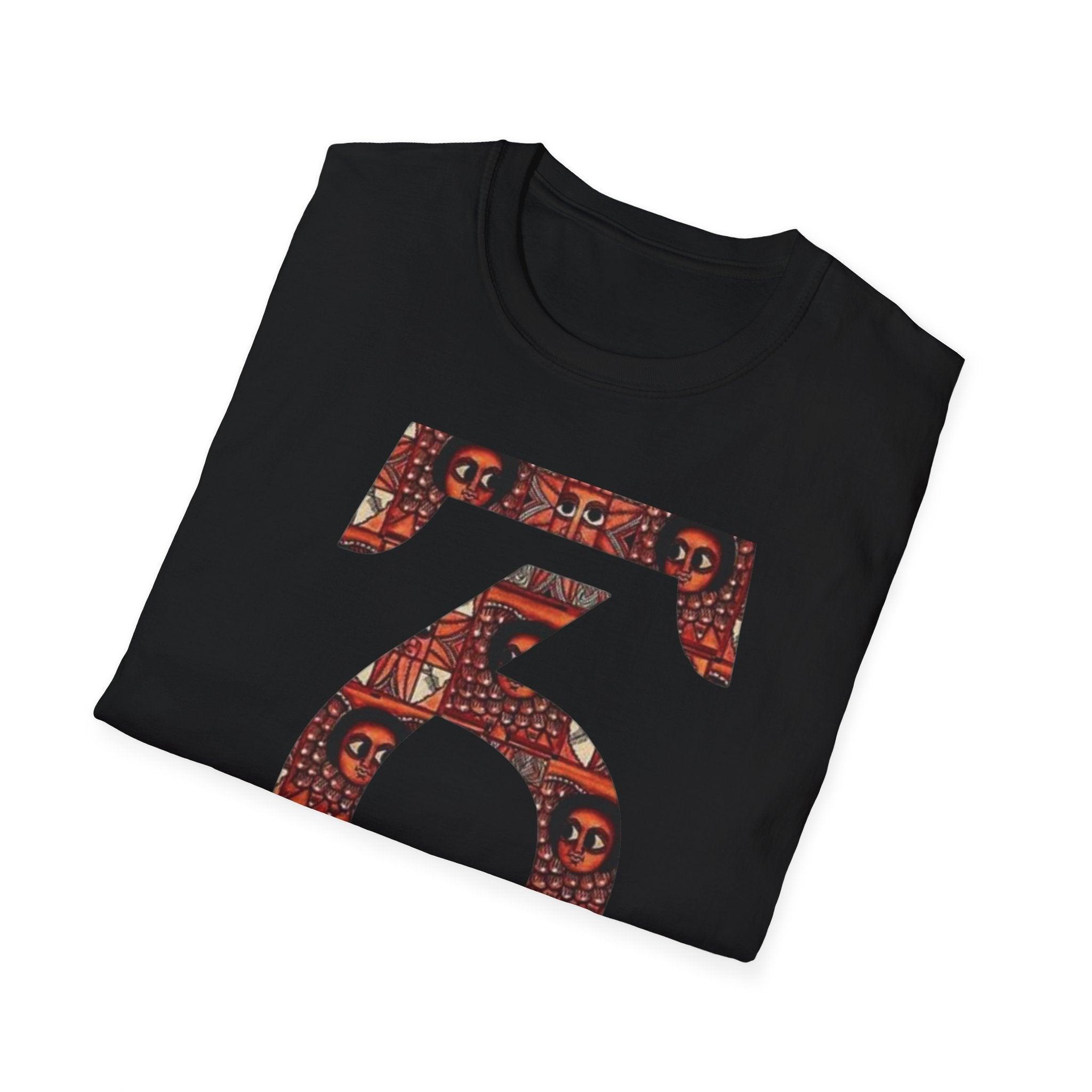 Unisex T-shirt| Ethiopian and Eritrean Cultural Geez number 1(አሐዱ)| Print Unisex T-Shirt: Saba Vibes Edition