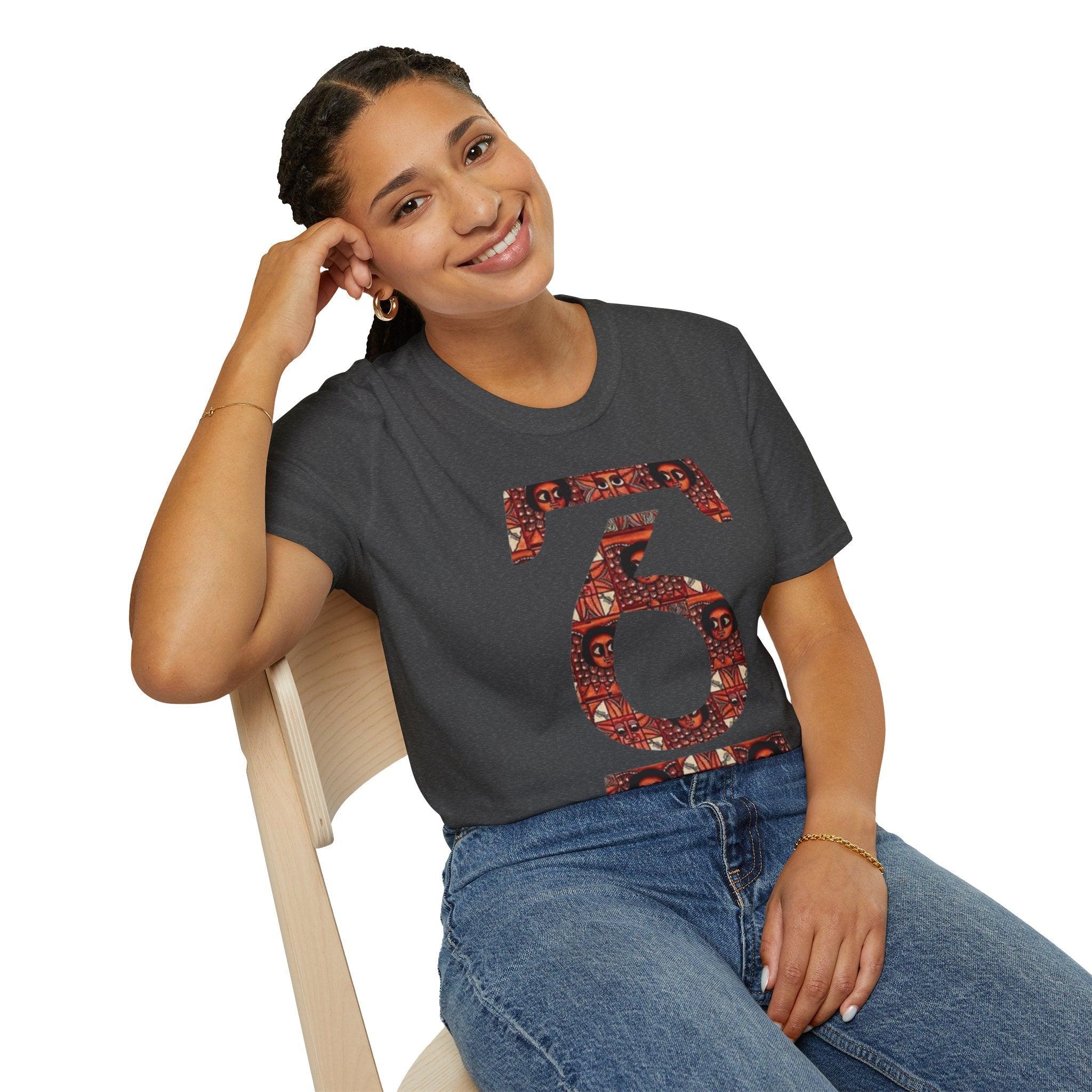 Unisex T-shirt| Ethiopian and Eritrean Cultural Geez number 1(አሐዱ)| Print Unisex T-Shirt: Saba Vibes Edition