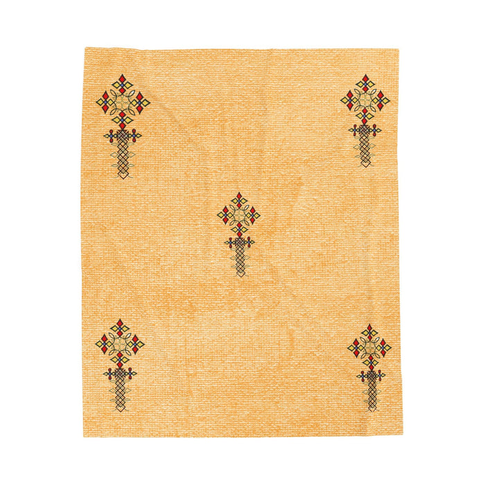 Ethiopia Cross Tilf Design Velveteen Plush Blanket, Cute Holiday Gift Idea, Custom Gift