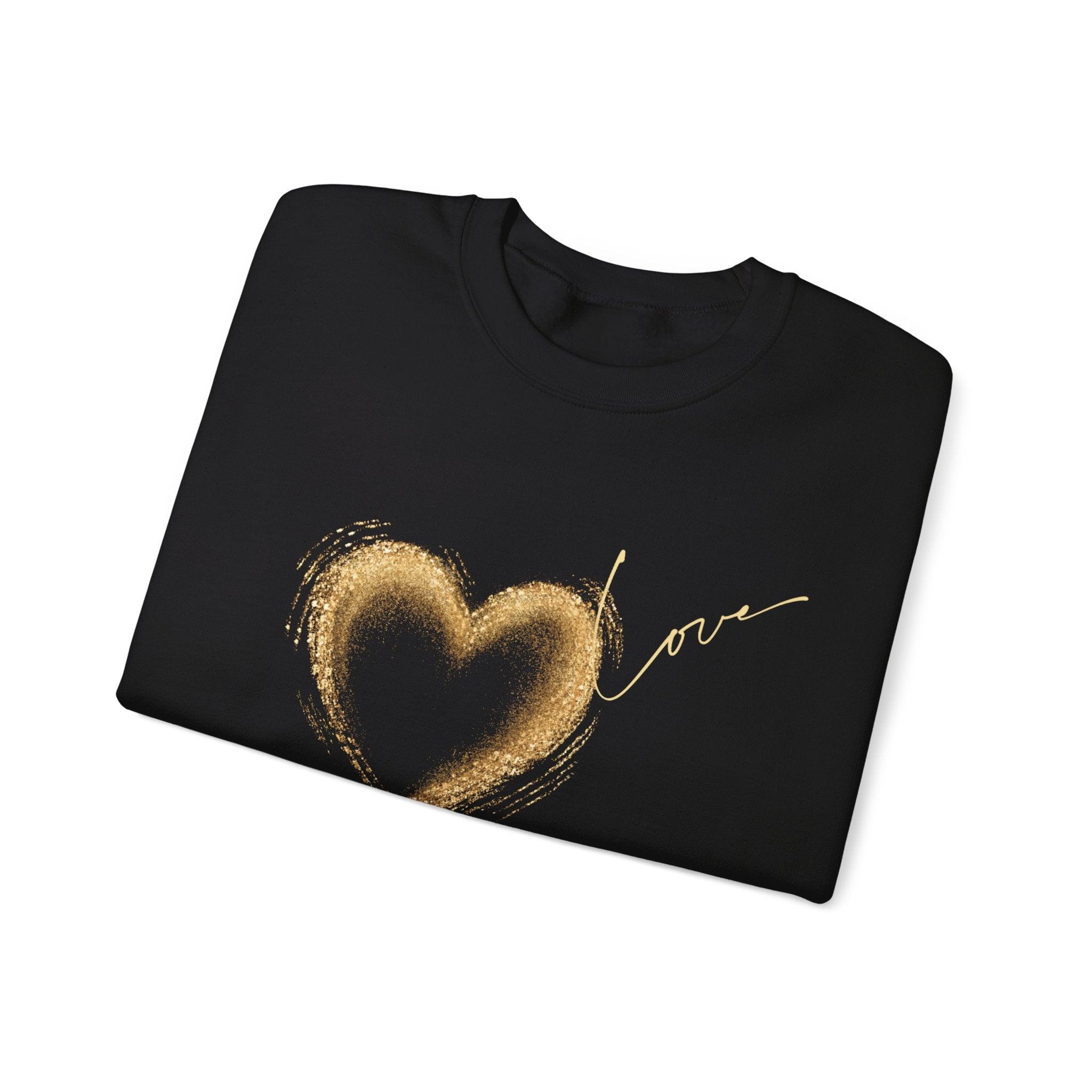 Valentines Day Gift| Crew neck| Golden Heart Sweatshirts, Kindness Sweatshirt, Valentines Day Gift Sweatshirt, Gift For Her