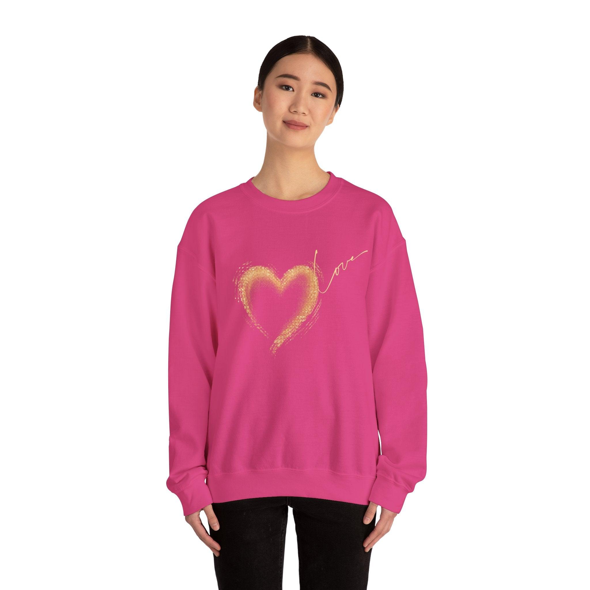 Valentines Day Gift| Crew neck| Golden Heart Sweatshirts, Kindness Sweatshirt, Valentines Day Gift Sweatshirt, Gift For Her