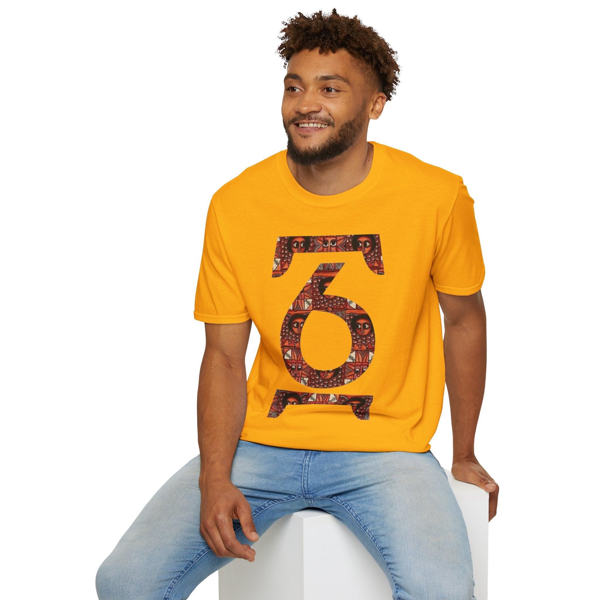 Unisex T-shirt| Ethiopian and Eritrean Cultural Geez number 1(አሐዱ)| Print Unisex T-Shirt: Saba Vibes Edition