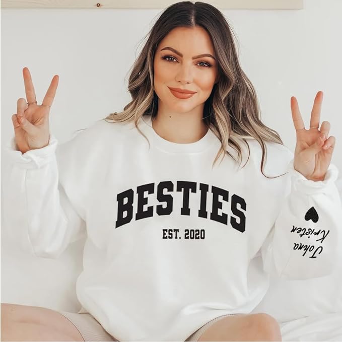 Custom Besties Sweatshirt, Custom Gift for Sister Women Best Friend, Best Friends Sweatshirts, Unisex Besties Crewneck Sweatshirt|