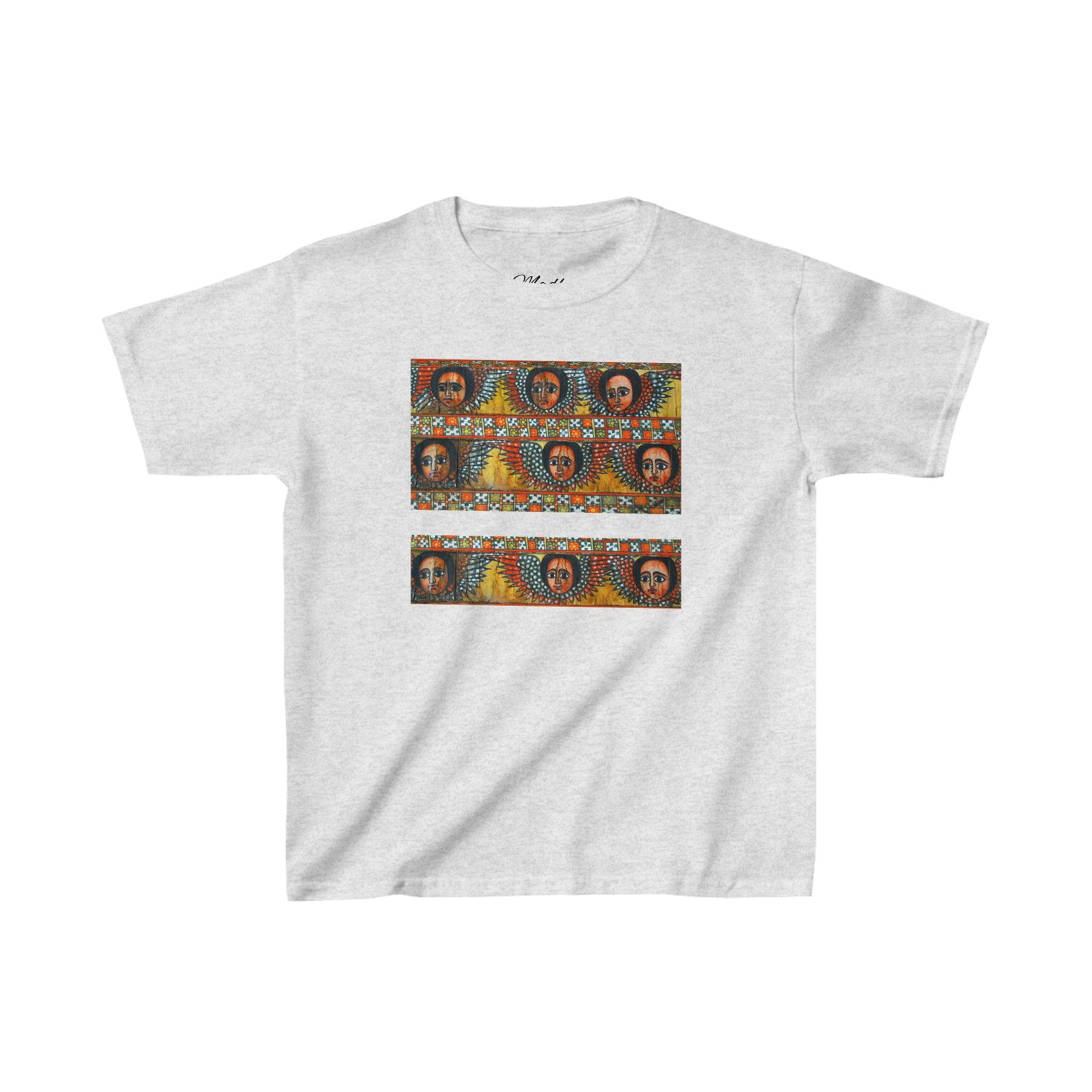 Kids Heavy unisex cotton T-shirt| Ethiopian and Eritrean Cultural Print Unisex T-Shirt: Saba Vibes Edition