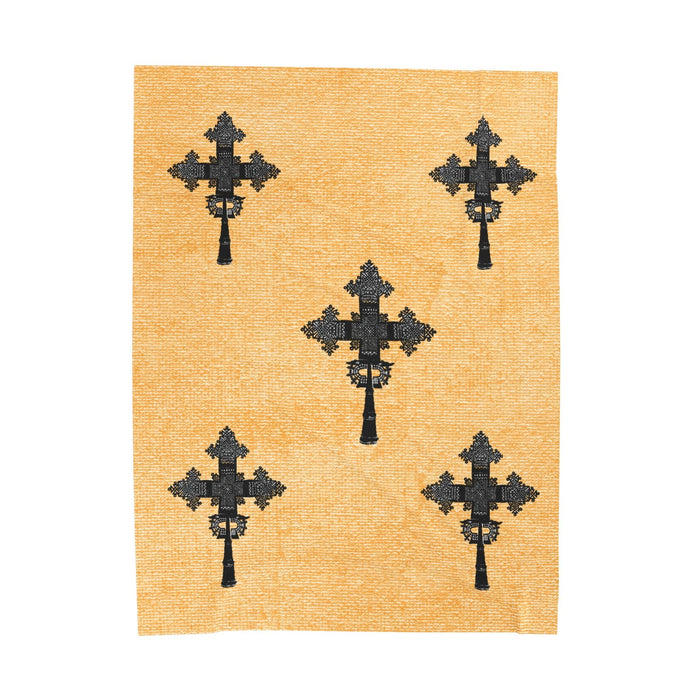 Ethiopian Cross Tilf design Velveteen Plush Blanket| Present, Cute Holiday Gift Idea, Custom Corporate Gift