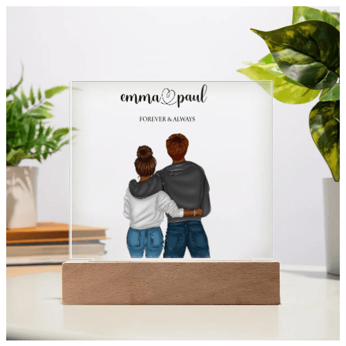 Eternal Embrace: Personalized Couple Acrylic Artwork  | Gift for Her
