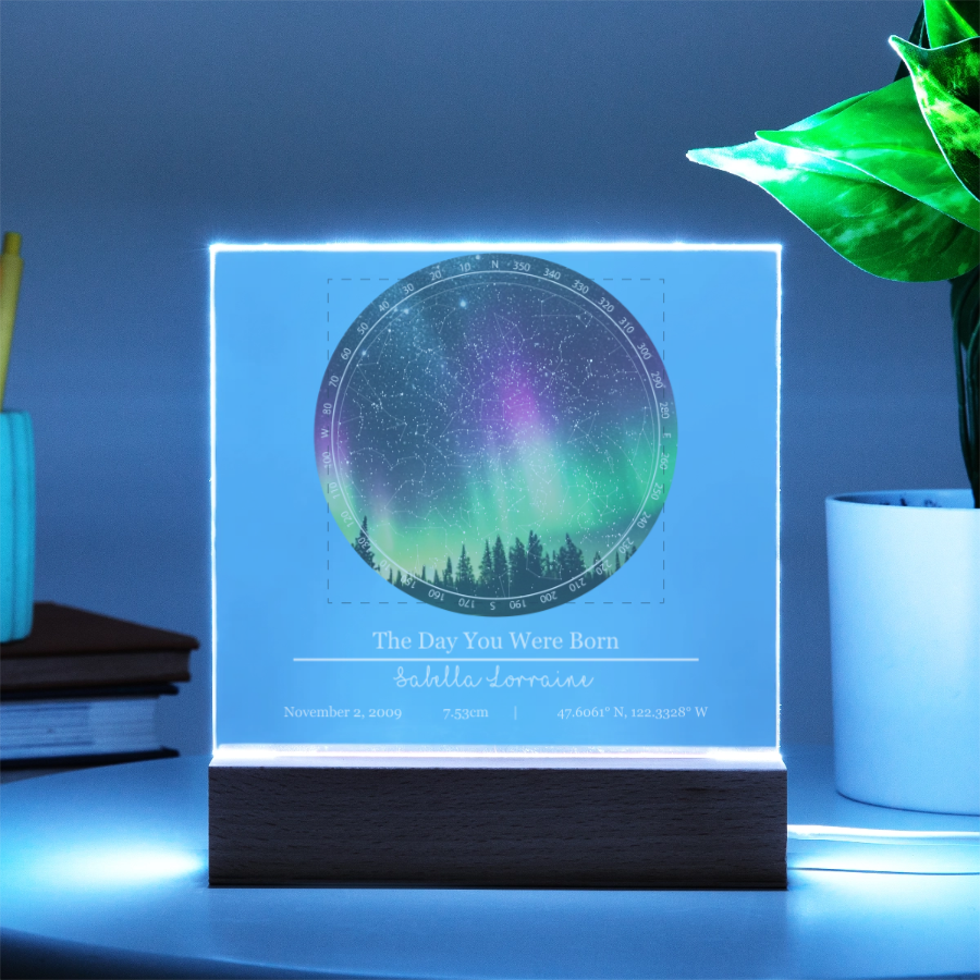 Custom Star Map Acrylic Plaque Night Light - Personalized Valentines| Anniversary or Birthday gift