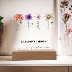 Grandma's | Momma's Garden Birth Month Flowers - Personalized Square LED Light