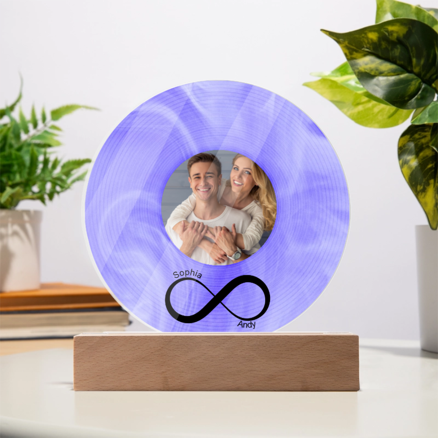 Couples Personalized Infinity Love Acrylic Plaque with LED Base - Anniversary Gift for Friends - Birthday Gift for Her Him