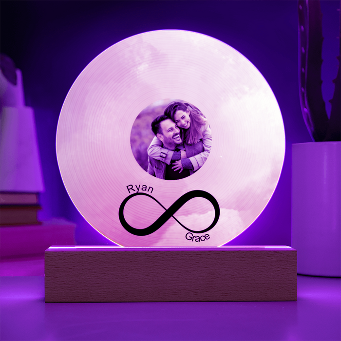 Couples Personalized Infinity Love Acrylic Plaque with LED Base - Anniversary Gift for Friends - Birthday Gift for Her Him