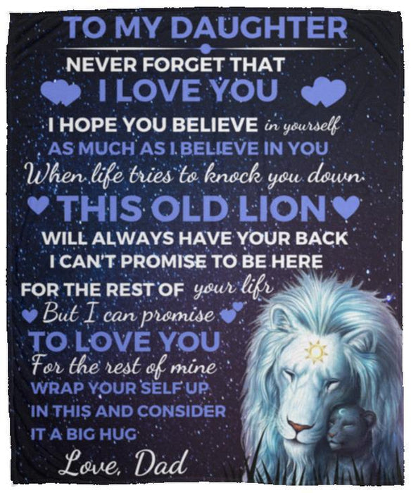 To My Daughter Blanket - Gift From Dad - Christmas Gift, Birthday Gift, Graduation Gift for Daughter - Lion Throw