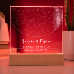 Custom Star Map Night Light for Couples - Personalized Constellation Acrylic Plaque