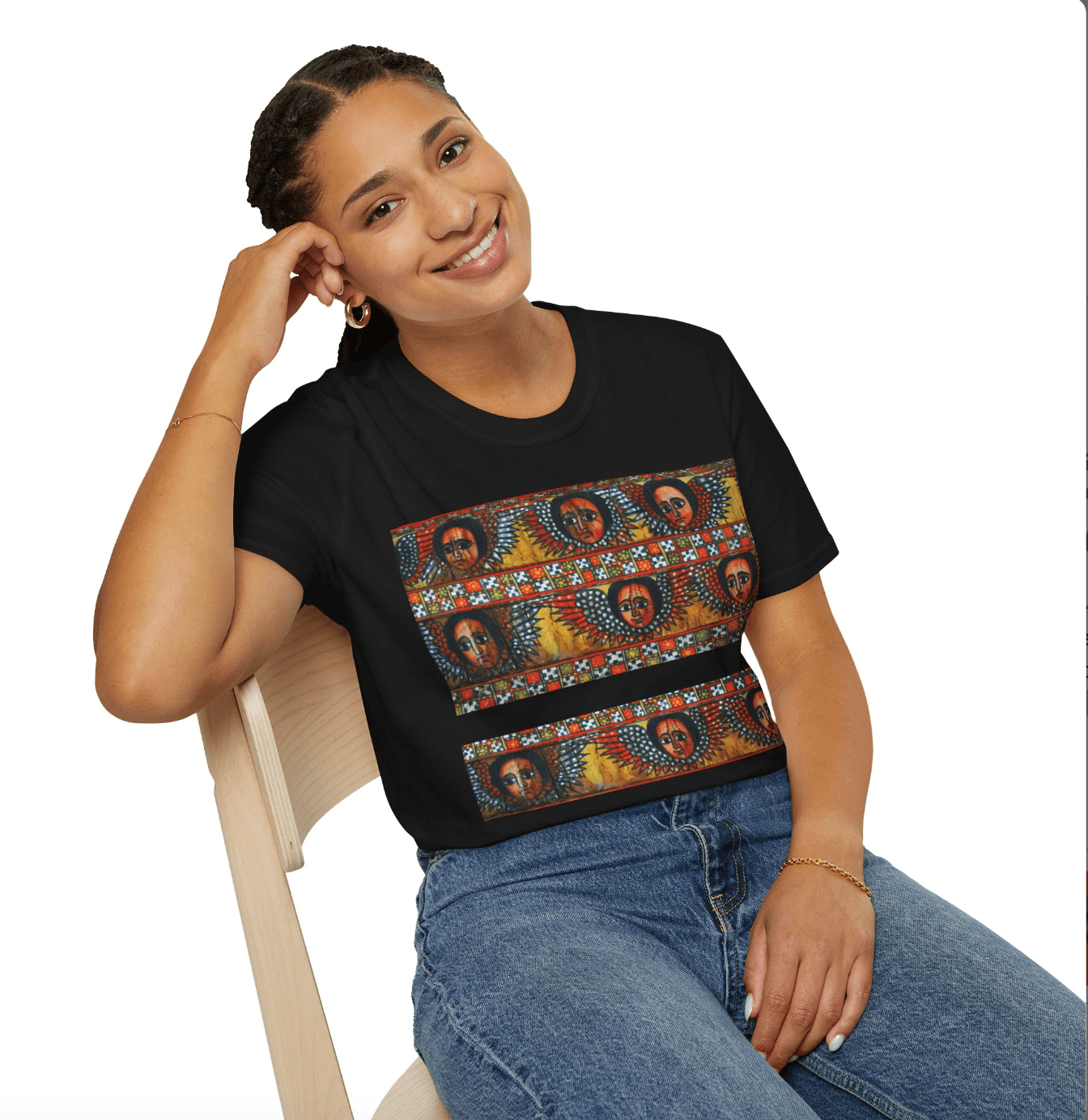 Unisex T-shirt| Ethiopian and Eritrean Cultural Print Unisex T-Shirt: Saba Vibes Edition