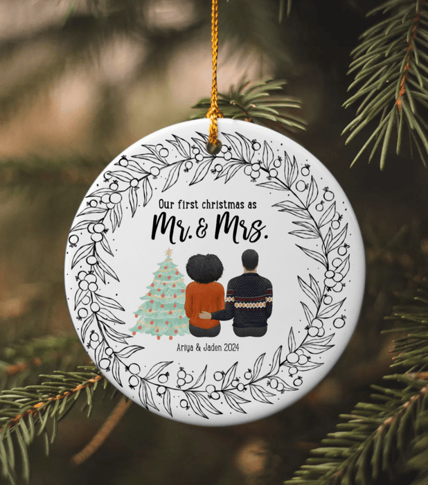 Mr and Mrs Christmas Ornament - Personalized First Christmas Married Keepsake - Wedding Christmas Gift 2024