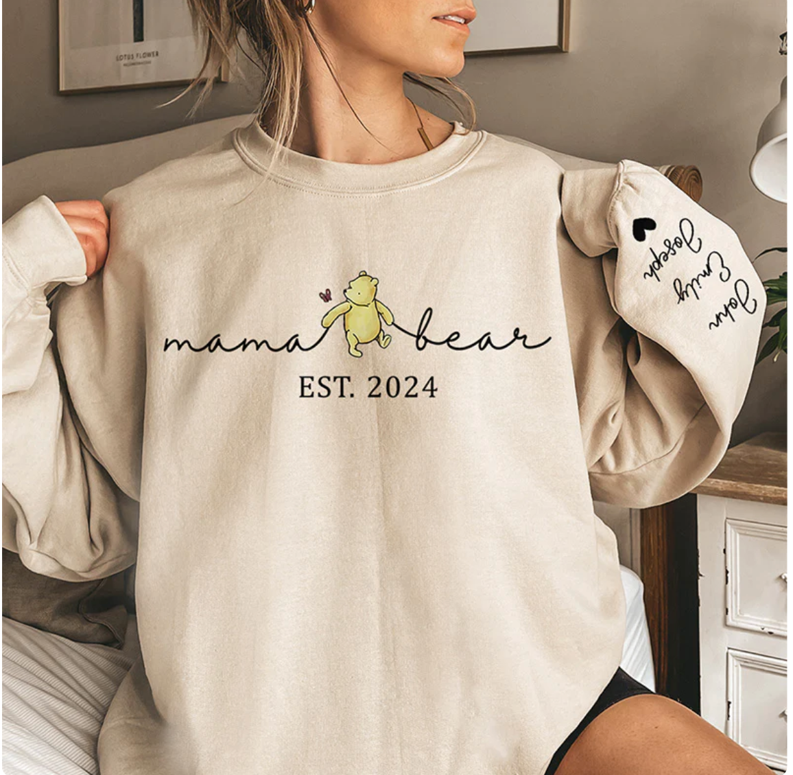 Motherhood Is The Greatest Thing - Family Personalized Custom Unisex Sweatshirt With Design On Sleeve - Gift For Mom