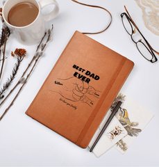 Best Dad Ever Personalized Vegan Leather Journal - Custom Kids' Hands and Names