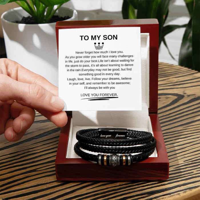 My Son | I Love You Forever | Leather Braided Bracelet