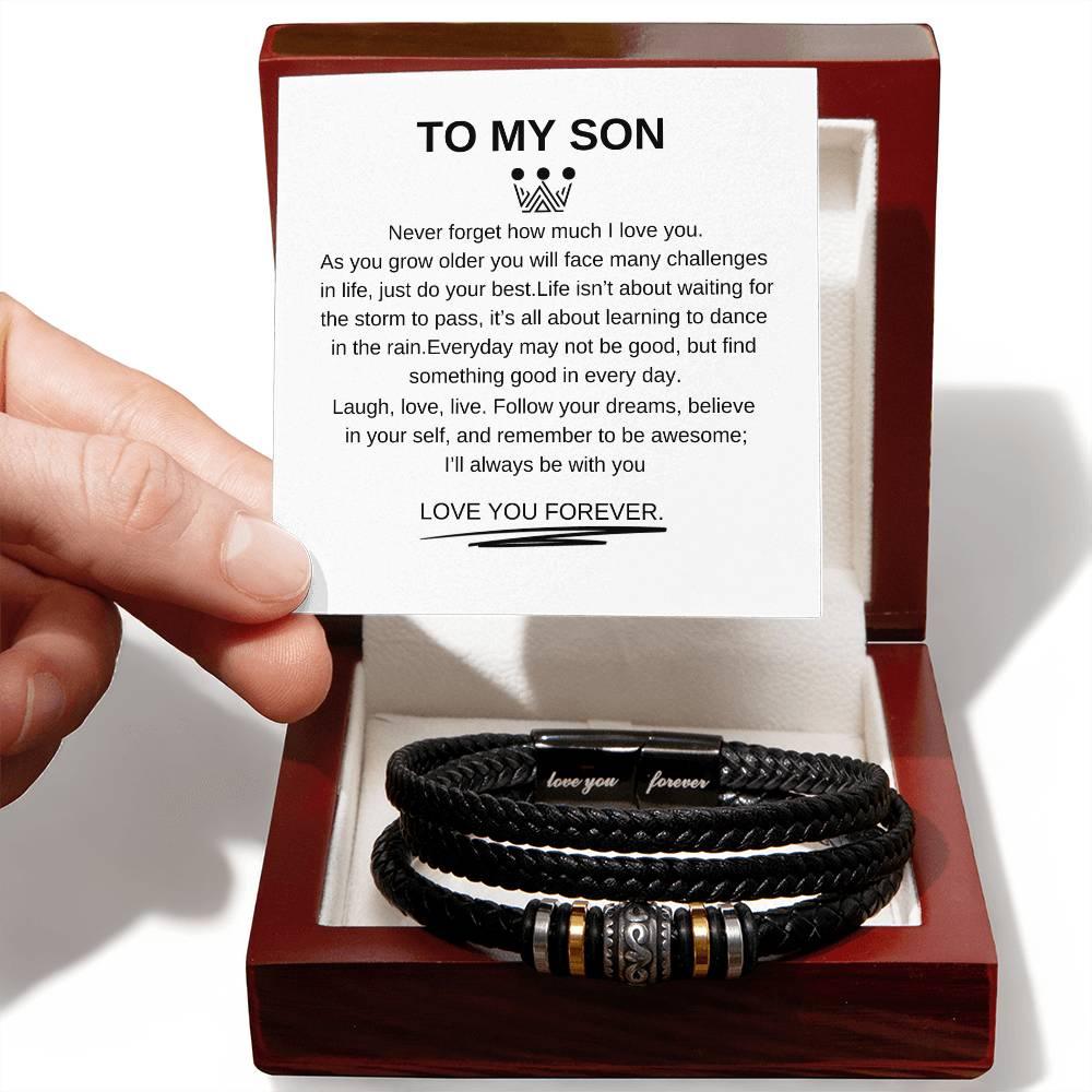 My Son | I Love You Forever | Leather Braided Bracelet