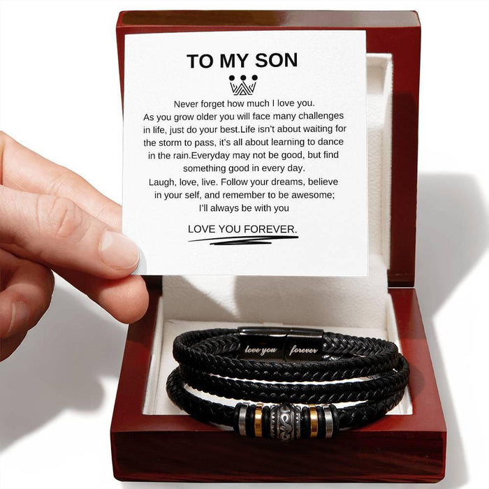 My Son | I Love You Forever | Leather Braided Bracelet