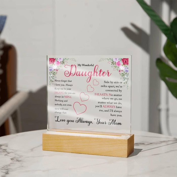 My Wonderful Daughter| LED Acrylic Plaque – A Loving Message from Mom