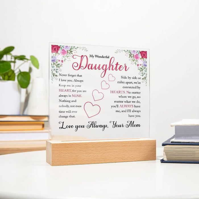 My Wonderful Daughter| LED Acrylic Plaque – A Loving Message from Mom