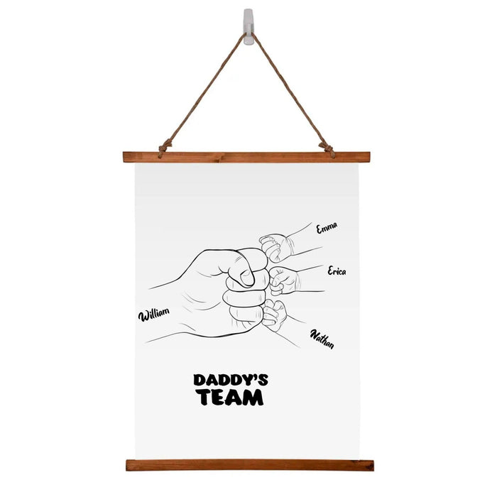 Personalized "Team Dad" Wood Framed Wall Tapestry - Custom Father's Day Gift