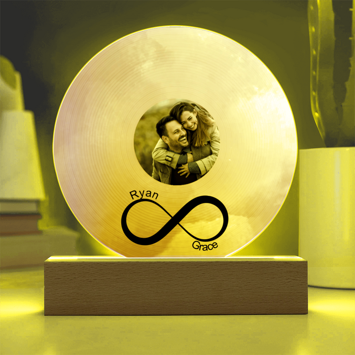 Couples Personalized Infinity Love Acrylic Plaque with LED Base - Anniversary Gift for Friends - Birthday Gift for Her Him