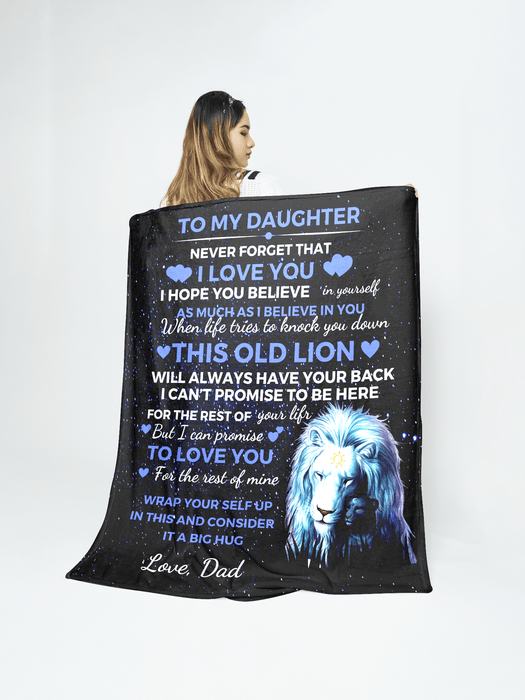 To My Daughter Blanket - Gift From Dad - Christmas Gift, Birthday Gift, Graduation Gift for Daughter - Lion Throw