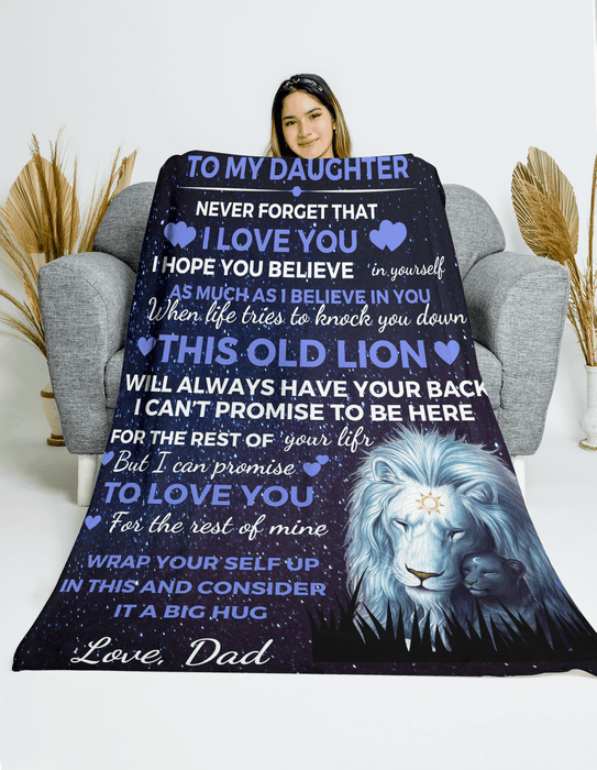 To My Daughter Blanket - Gift From Dad - Christmas Gift, Birthday Gift, Graduation Gift for Daughter - Lion Throw